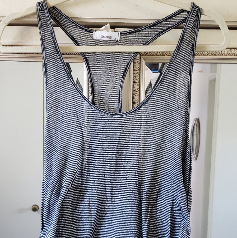 Black and white striped racer back tank